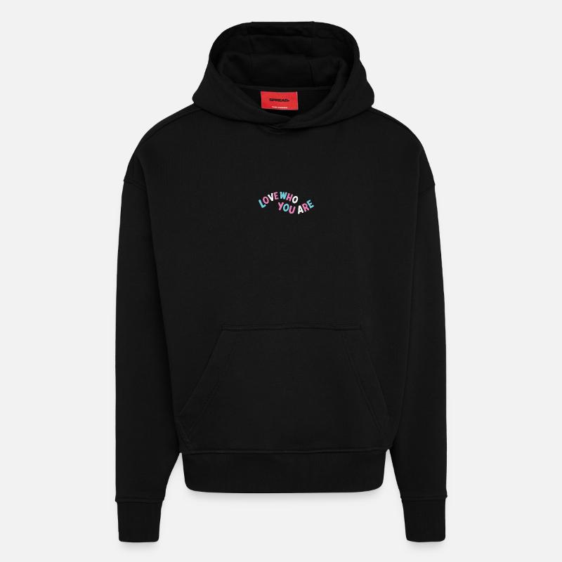Transgenseur. Aimez qui vous êtes - Sweat à capuche bio épais oversize fabriqué en UE - SOLID BLACK