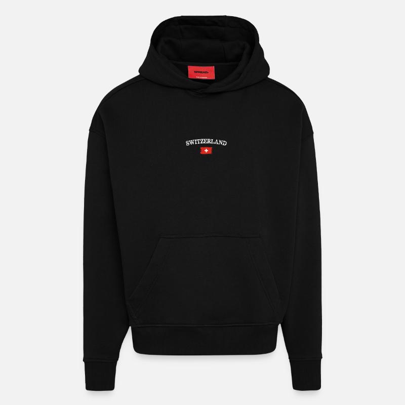 Schweizer Bürstenflaggenbogen - Hoodie- made by SPREAD  - SOLID BLACK