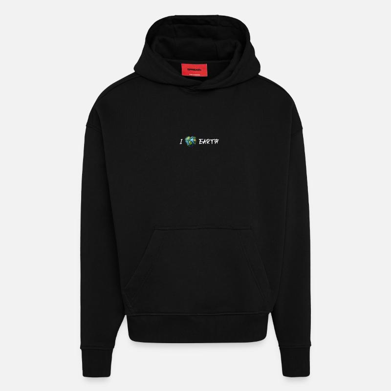 J’aime la terre blanche - Sweat à capuche bio épais oversize fabriqué en UE - SOLID BLACK