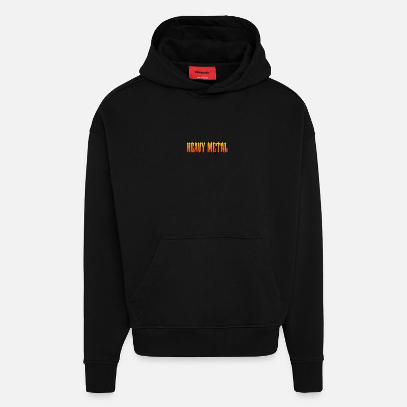 TEXTE DE FEU HEAVY METAL-GOTHIQUE - Sweat à capuche bio épais oversize fabriqué en UE - SOLID BLACK