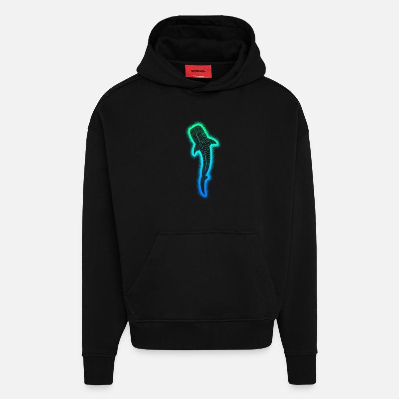 Requins-baleines Enfants Hommes Garçons Requin-baleine - Sweat à capuche bio épais oversize fabriqué en UE - SOLID BLACK