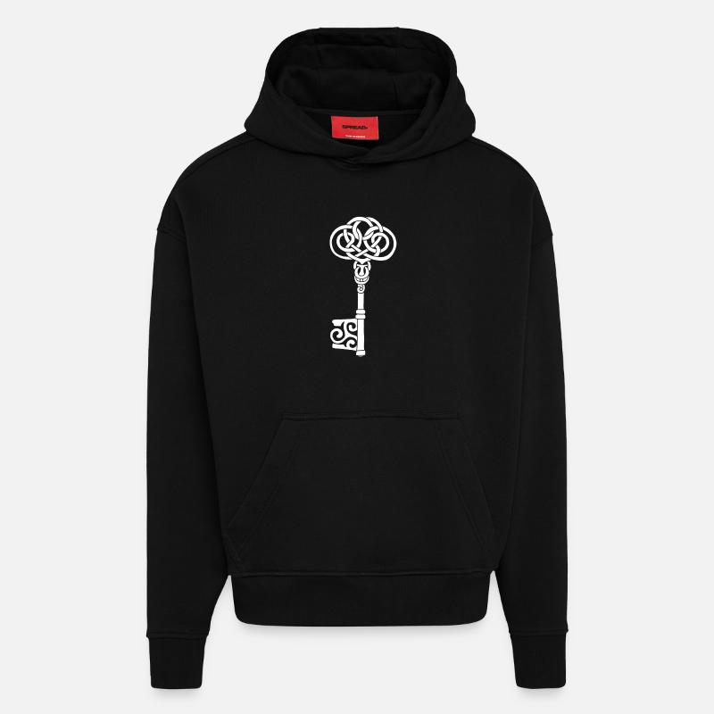 Weißer keltischer Schlüssel - Hoodie- made by SPREAD - SOLID BLACK