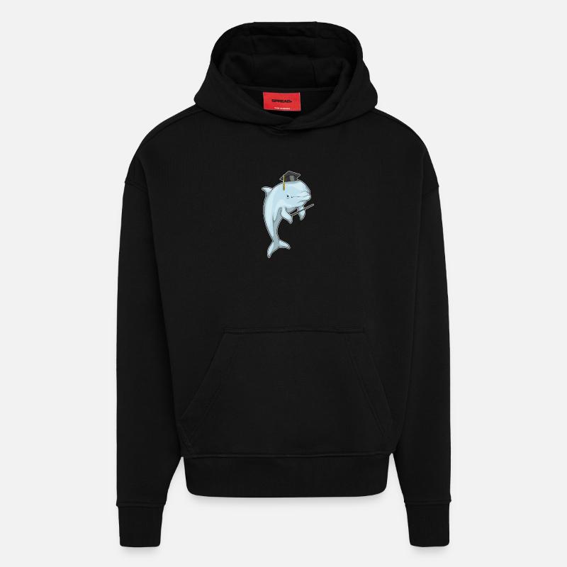Cylindre du professeur Delfin - Sweat à capuche bio épais oversize fabriqué en UE - SOLID BLACK