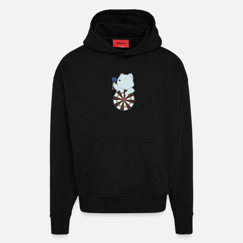 Cible de fléchettes pour chat - Sweat à capuche bio épais oversize fabriqué en UE - SOLID BLACK