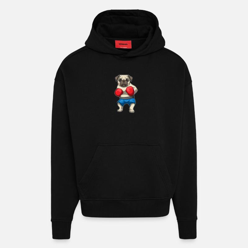 Mops Boxer Boxhandschuhe Boxen - Hoodie- made by SPREAD  - SOLID BLACK