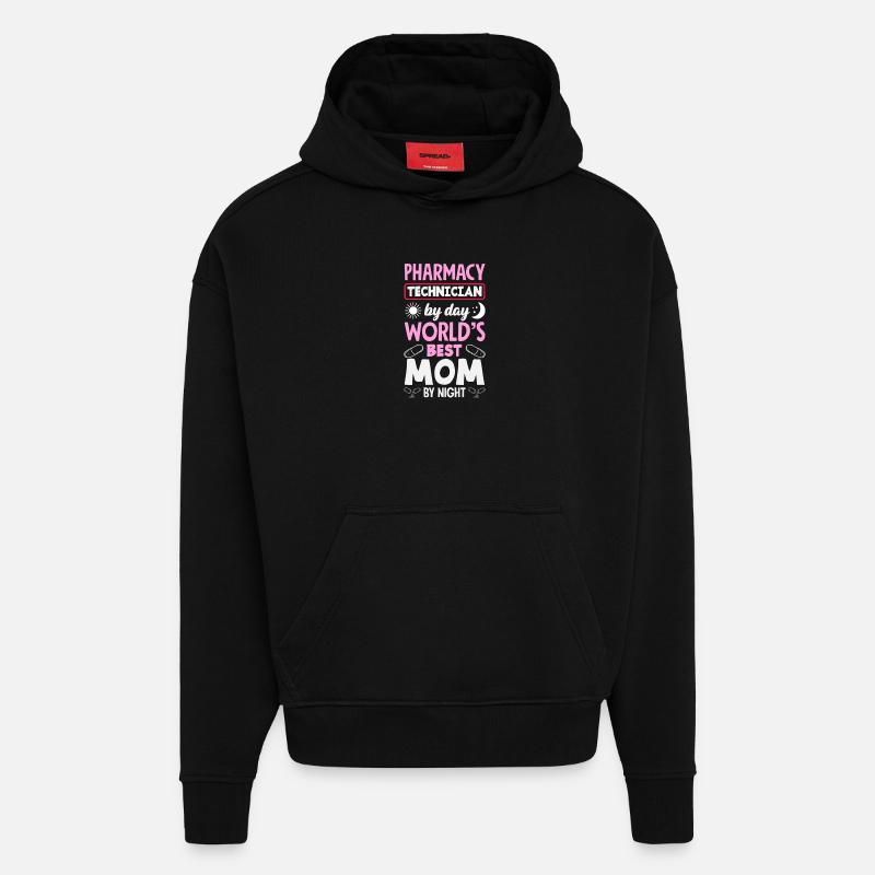 Pharmacien Technicien Pharmaceutique - Sweat à capuche bio épais oversize fabriqué en UE - SOLID BLACK