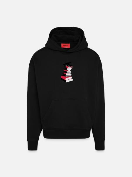 Bücherstapel mit Doktorhut - Hoodie- made by SPREAD  - SOLID BLACK