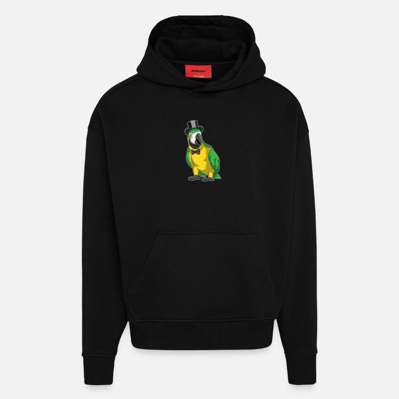Parrot Groom Cylindre Mariage - Sweat à capuche bio épais oversize fabriqué en UE - SOLID BLACK