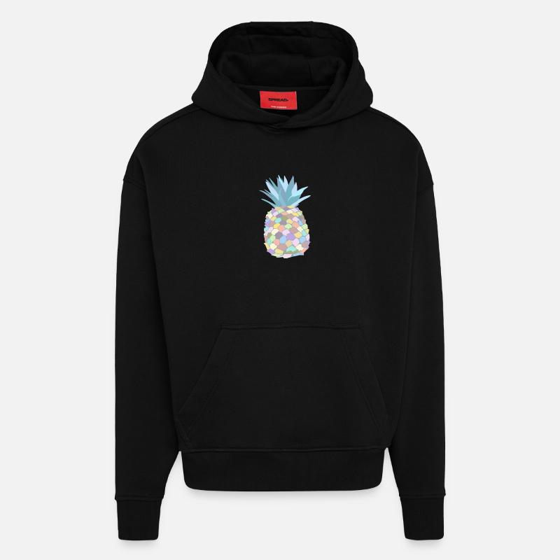 Pastellfarbene Ananas - Hoodie- made by SPREAD  - SOLID BLACK