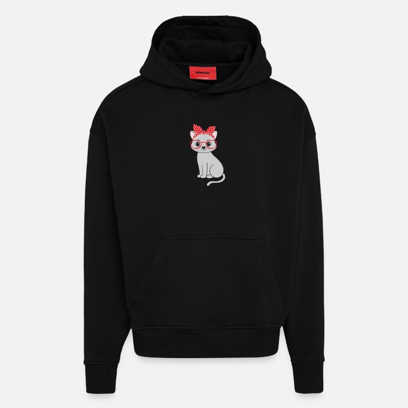Chat Chats - Sweat à capuche bio épais oversize fabriqué en UE - SOLID BLACK
