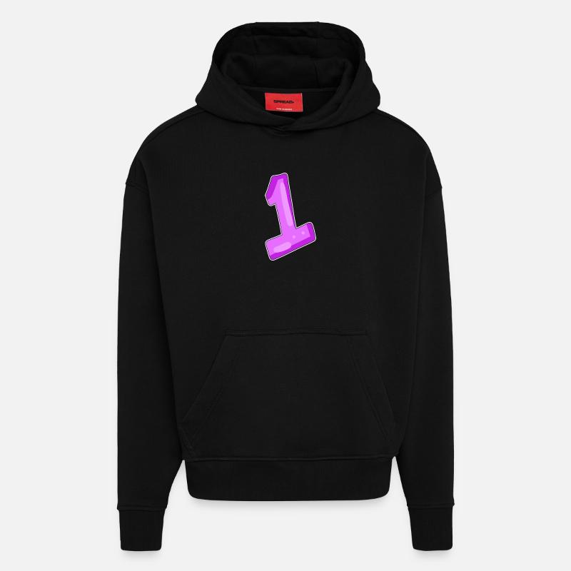 Motif numéro 1 - Sweat à capuche bio épais oversize fabriqué en UE - SOLID BLACK