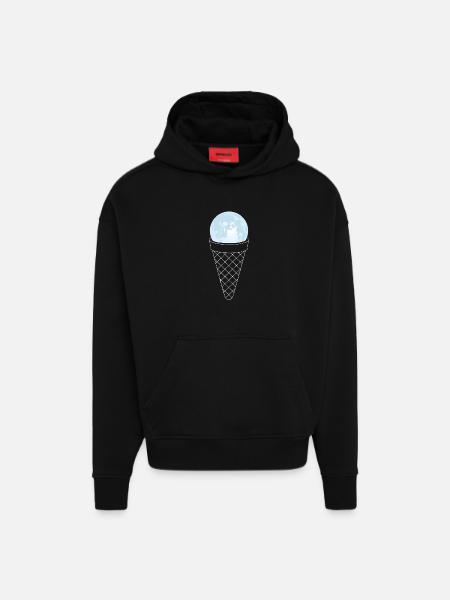 Lune et crème glacée - Hoodie- made by SPREAD  - SOLID BLACK