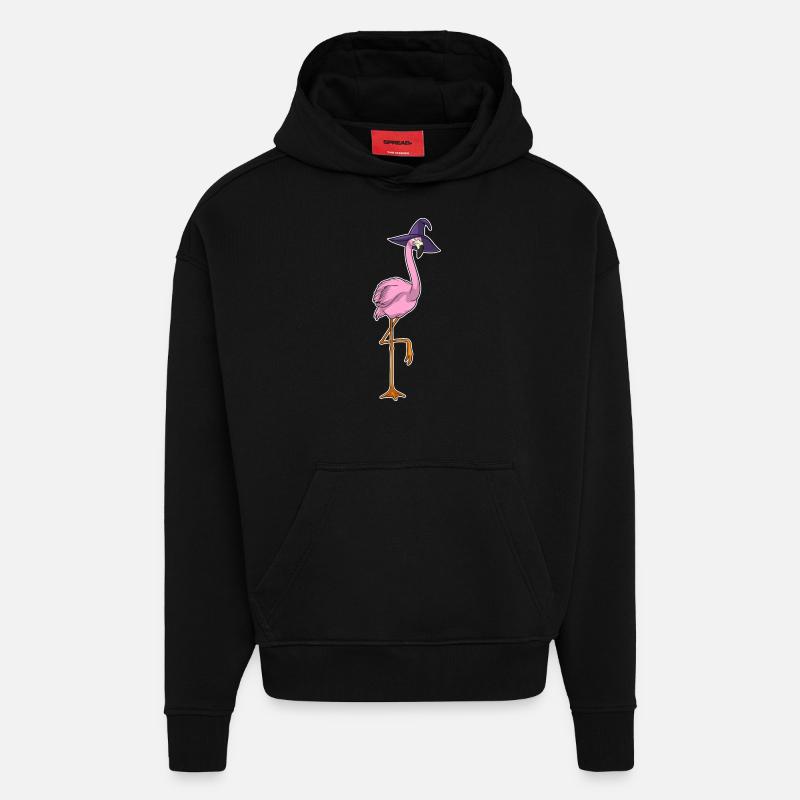 Flamingo Witch Hat - Hoodie- made by SPREAD  - SOLID BLACK