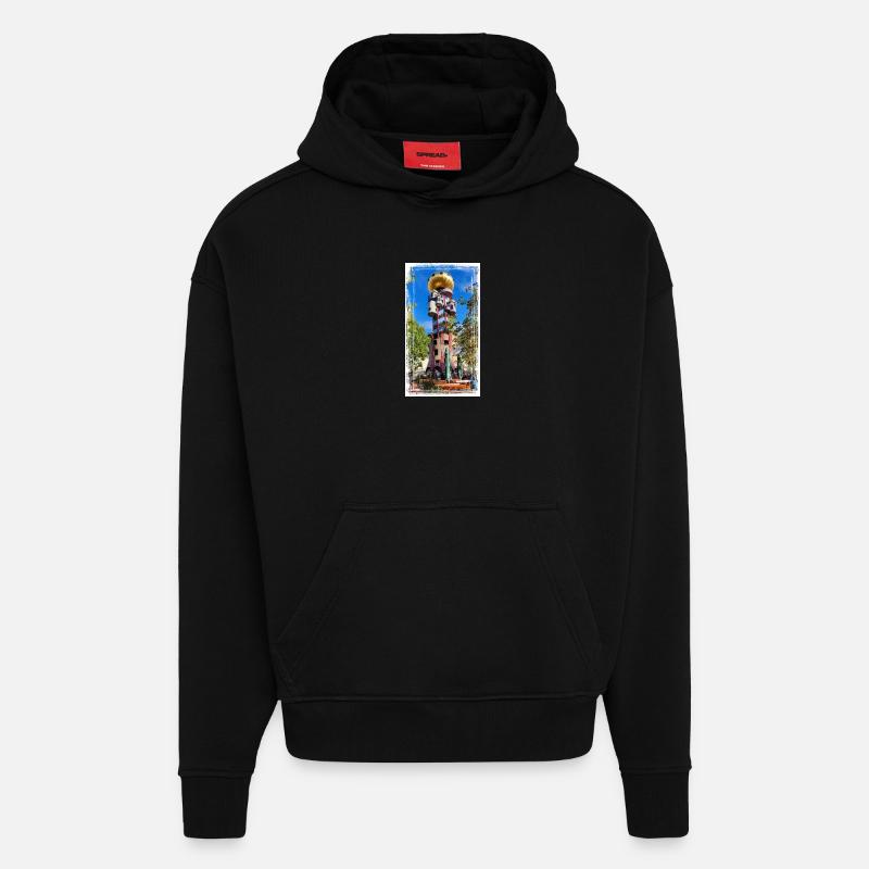 Hundertwasserturm beim Kuchlbauer - Hoodie- made by SPREAD - SOLID BLACK
