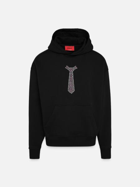 Tie made of cat's paws - Hoodie- made by SPREAD  - SOLID BLACK