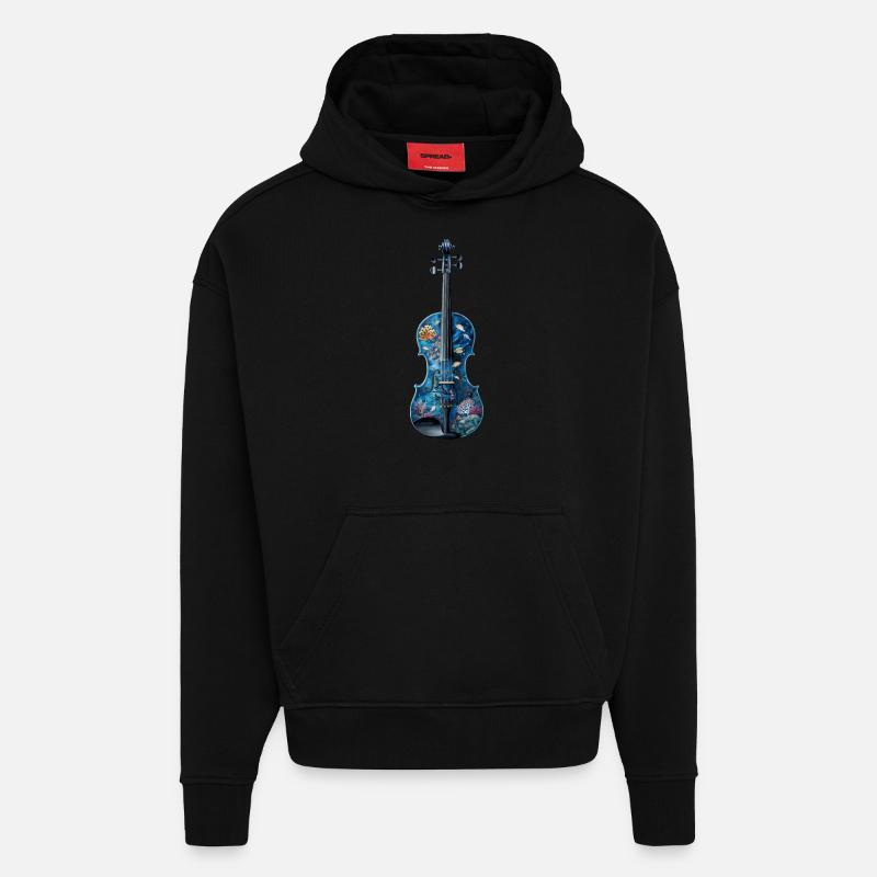Violon Poisson - Sweat à capuche bio épais oversize fabriqué en UE - SOLID BLACK