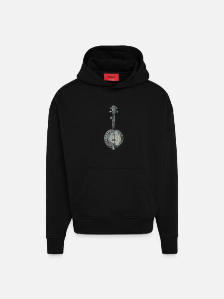 Banjo Graphics - Hoodie- made by SPREAD  - SOLID BLACK