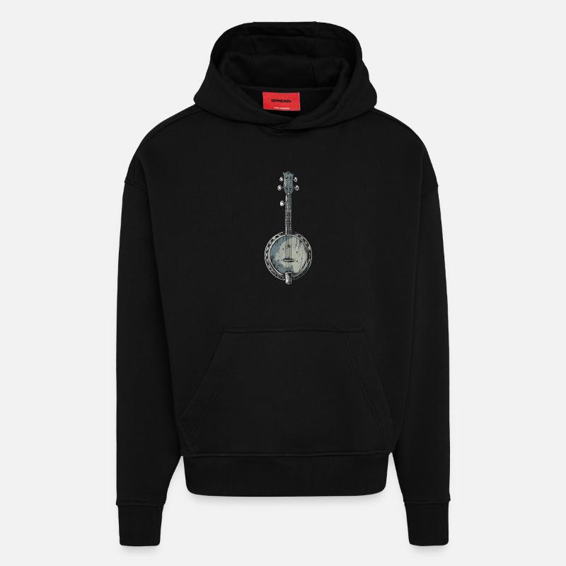 Banjo Grafik - Hoodie- made by SPREAD  - SOLID BLACK