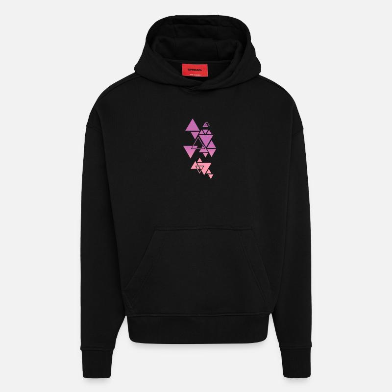 Gradient Triangle Pattern Pink - Hoodie- made by SPREAD  - SOLID BLACK