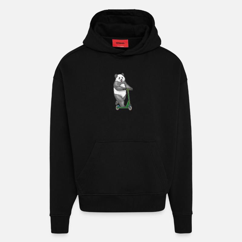 Trottinette Panda - Sweat à capuche bio épais oversize fabriqué en UE - SOLID BLACK
