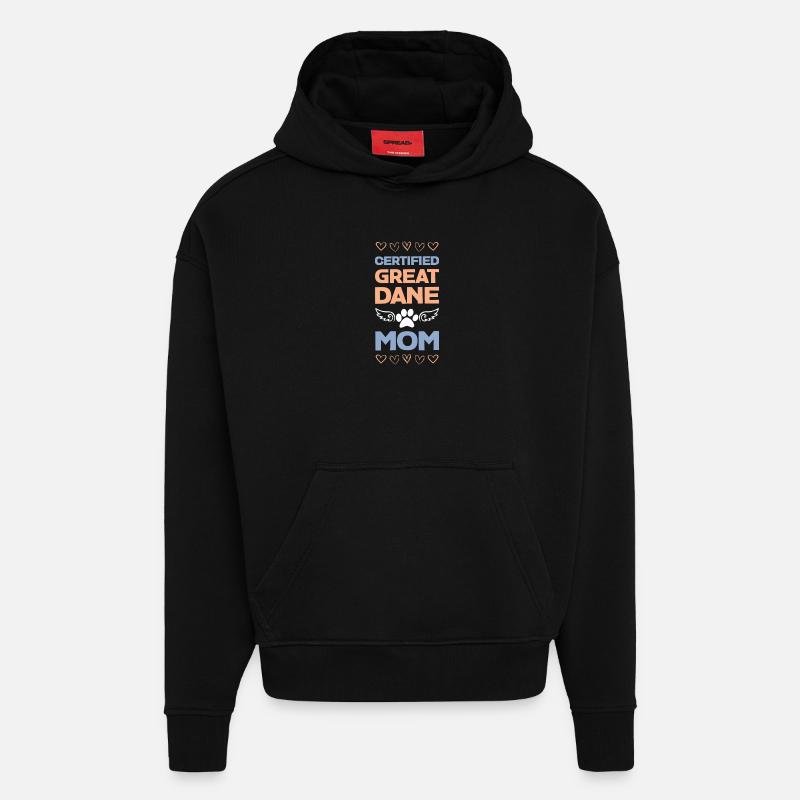 Maman Dogue certifiée Great Dane - Sweat à capuche bio épais oversize fabriqué en UE - SOLID BLACK