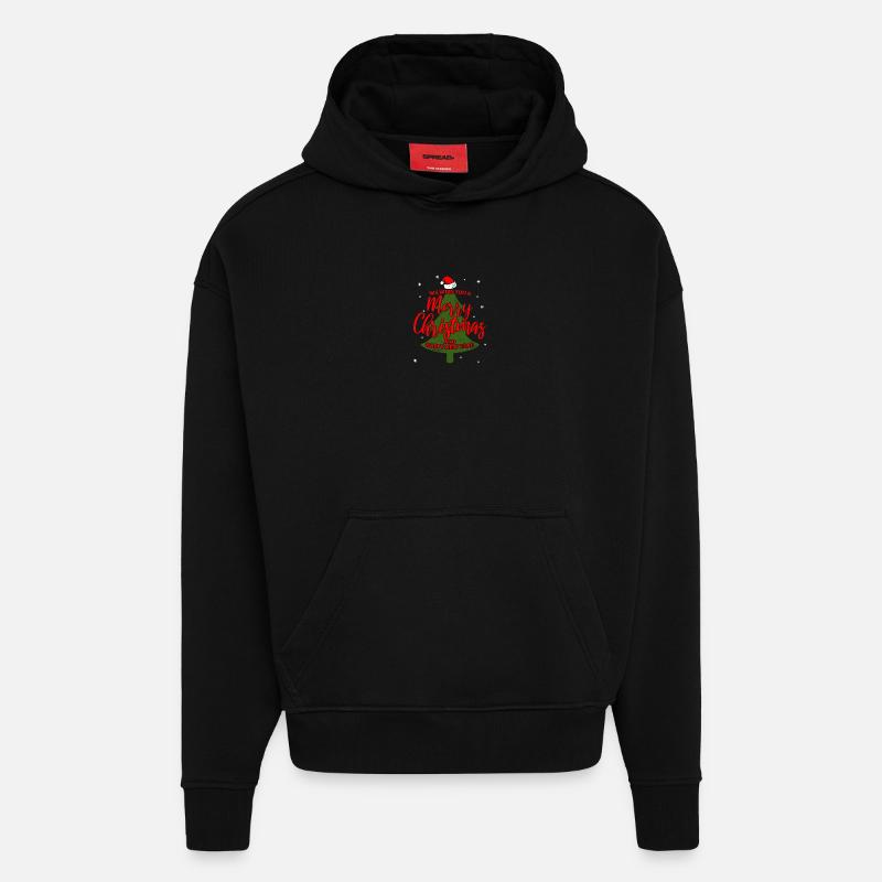 Joyeux Noël Arbre de Noël Cheer - Sweat à capuche bio épais oversize fabriqué en UE - SOLID BLACK