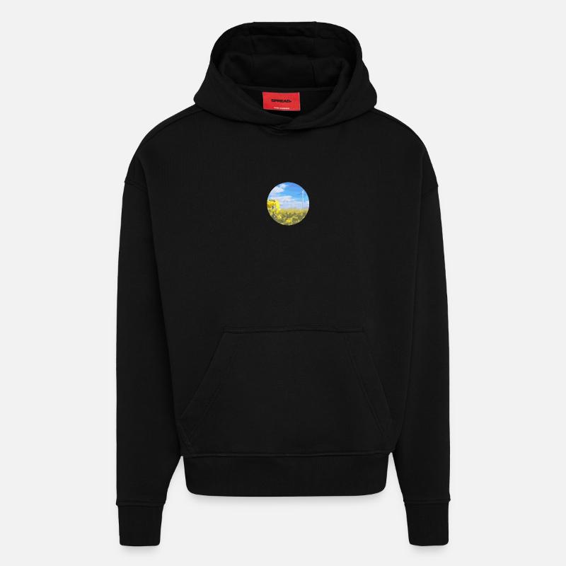 Rapsfeld mit Windrad - Hoodie- made by SPREAD  - SOLID BLACK