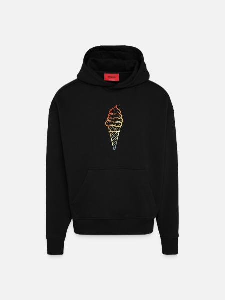 Eiswaffel Skizze Retro Style - Hoodie- made by SPREAD - SOLID BLACK