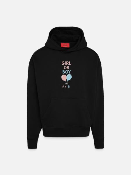 Gender Reveal Mädchen- oder Jungenbabyshower Schwangerschaft - Hoodie- made by SPREAD  - SOLID BLACK