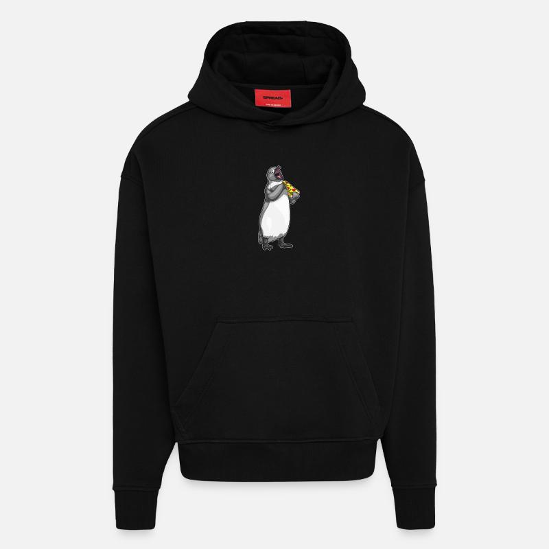 Pinguin Pizza - Hoodie- made by SPREAD  - SOLID BLACK