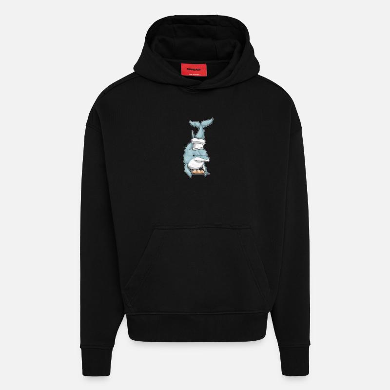Pain Delfin Baker - Sweat à capuche bio épais oversize fabriqué en UE - SOLID BLACK