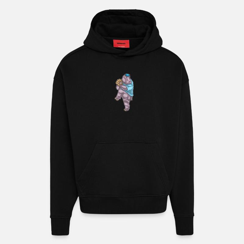 Nilpferd Baseball Baseballhandschuh - Hoodie- made by SPREAD  - SOLID BLACK