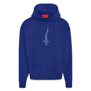 White Shark Silhouette - Hoodie- made by SPREAD  - Iconic Blue - Front