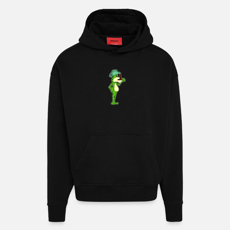 Cafetière grenouille - Sweat à capuche bio épais oversize fabriqué en UE - SOLID BLACK