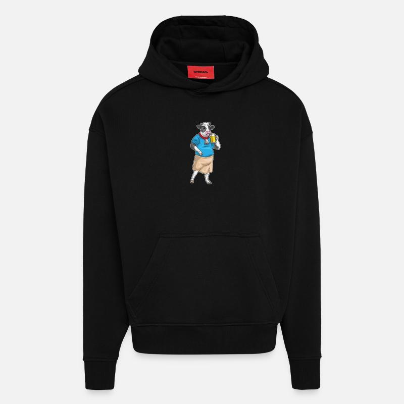 Bière de vache - Sweat à capuche bio épais oversize fabriqué en UE - SOLID BLACK