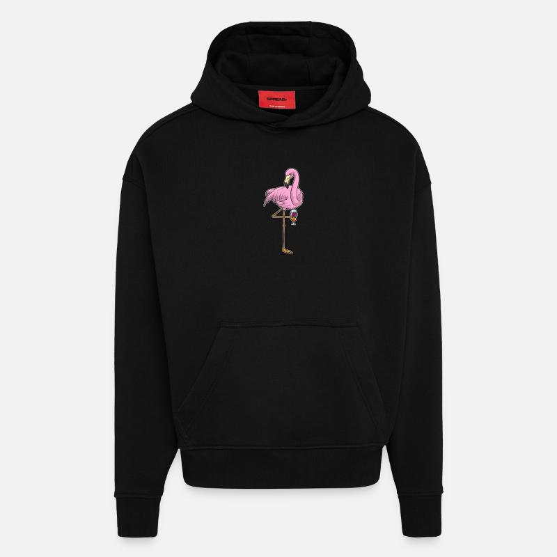 Flamingo Red Wine - Hoodie- made by SPREAD - SOLID BLACK