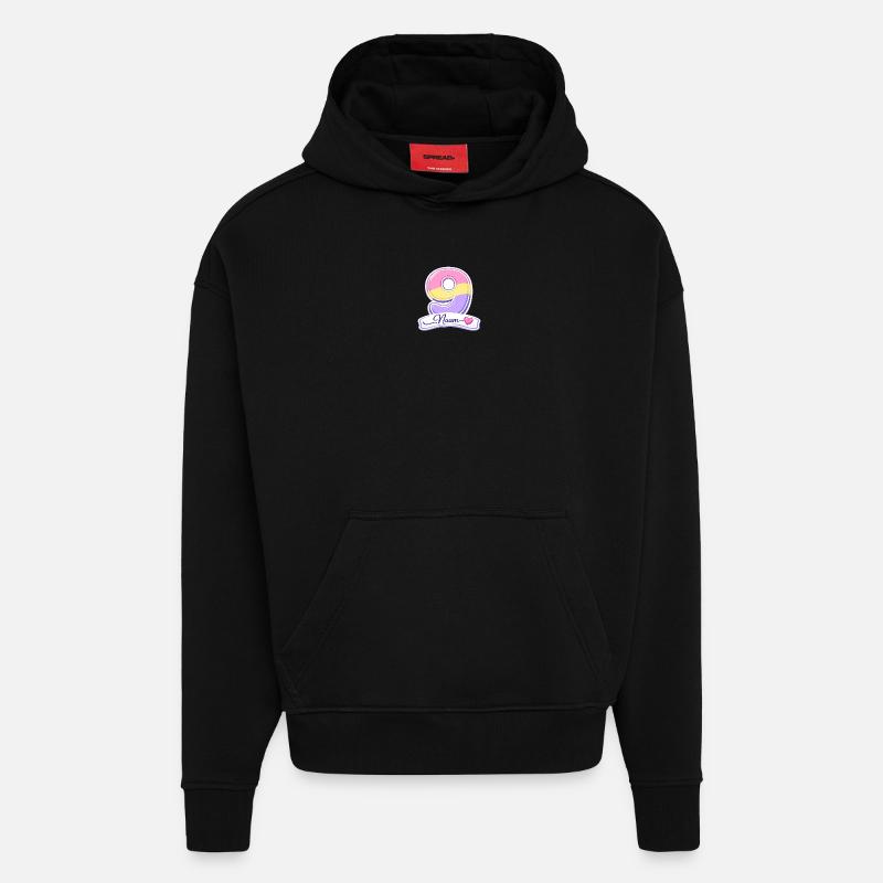 Birthday 9 Pastel personnalisable - Sweat à capuche bio épais oversize fabriqué en UE - SOLID BLACK