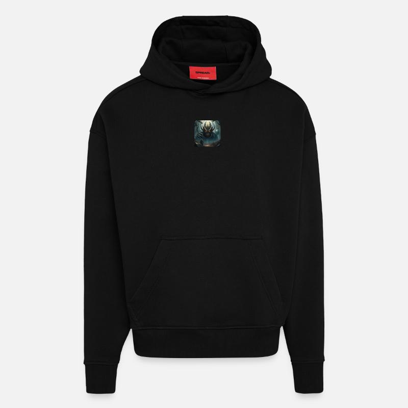 Démon de la forêt - Sweat à capuche bio épais oversize fabriqué en UE - SOLID BLACK