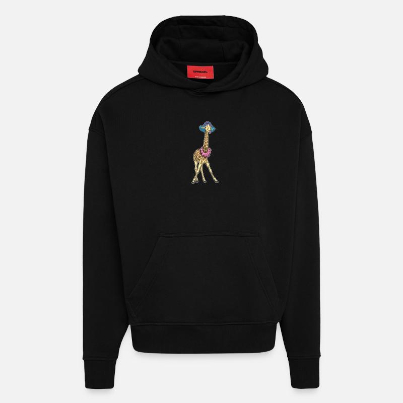 Clown girafe - Sweat à capuche bio épais oversize fabriqué en UE - SOLID BLACK