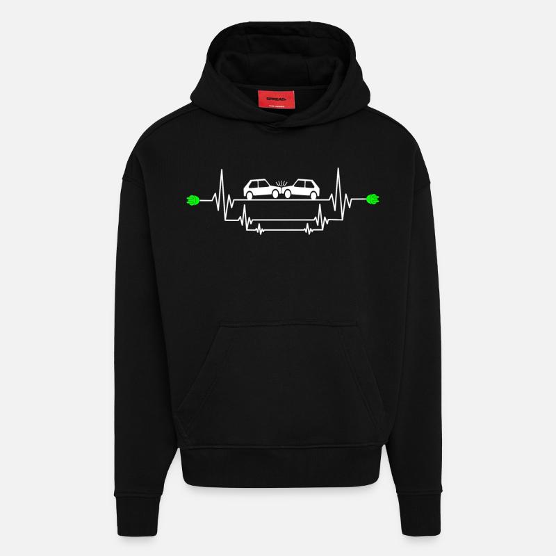 Gefährlicher E-Auto Unfall - Hoodie- made by SPREAD - SOLID BLACK