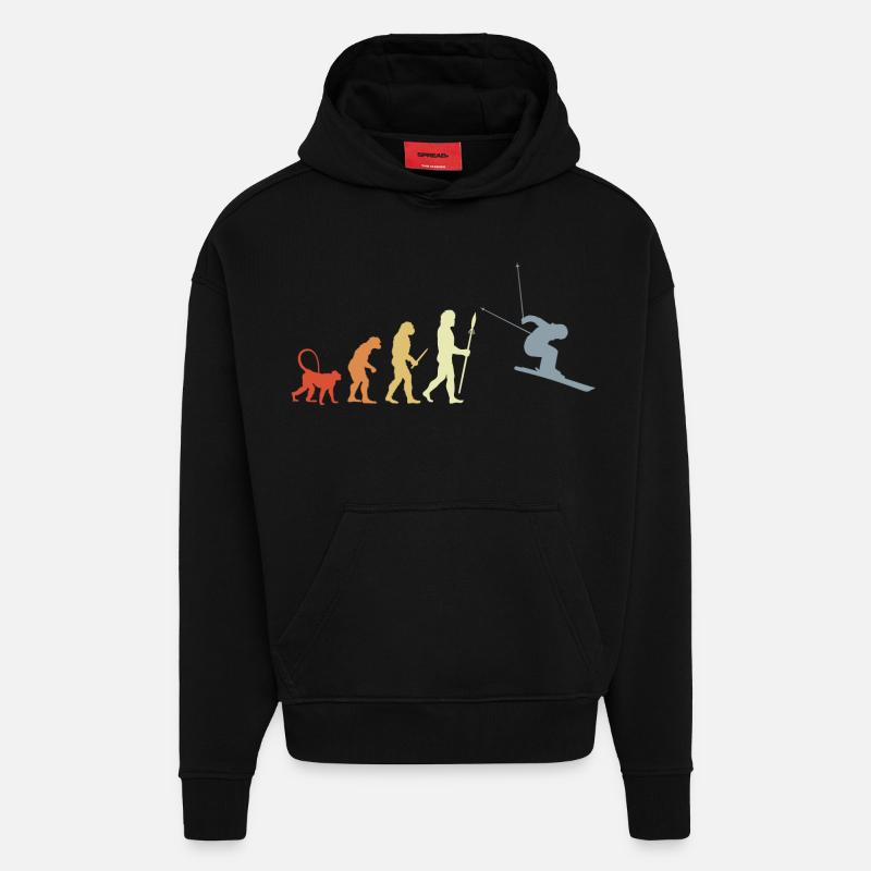 Développement d’un skieur - Sweat à capuche bio épais oversize fabriqué en UE - SOLID BLACK