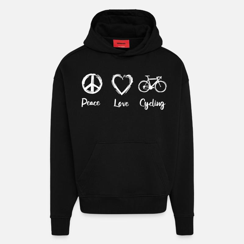 Peace Love Cyclisme - Sweat à capuche bio épais oversize fabriqué en UE - SOLID BLACK
