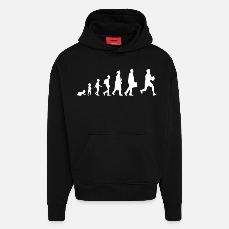 Évolution du rugby - Sweat à capuche bio épais oversize fabriqué en UE - SOLID BLACK