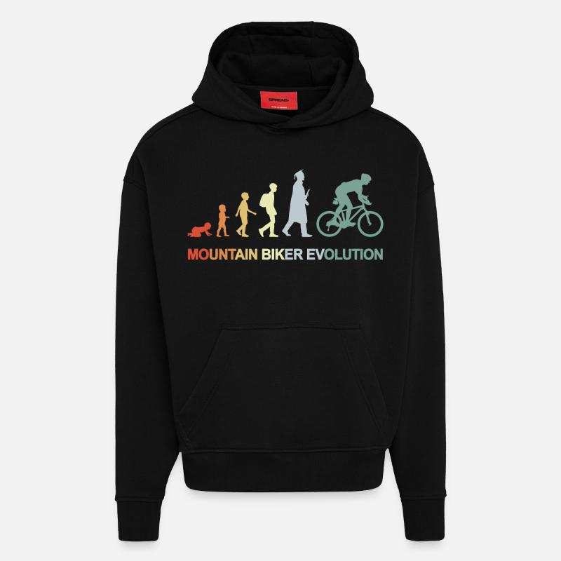 Évolution du vététiste - Sweat à capuche bio épais oversize fabriqué en UE - SOLID BLACK