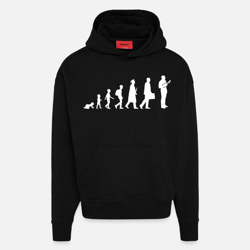 Evolution Ukulélé - Sweat à capuche bio épais oversize fabriqué en UE - SOLID BLACK