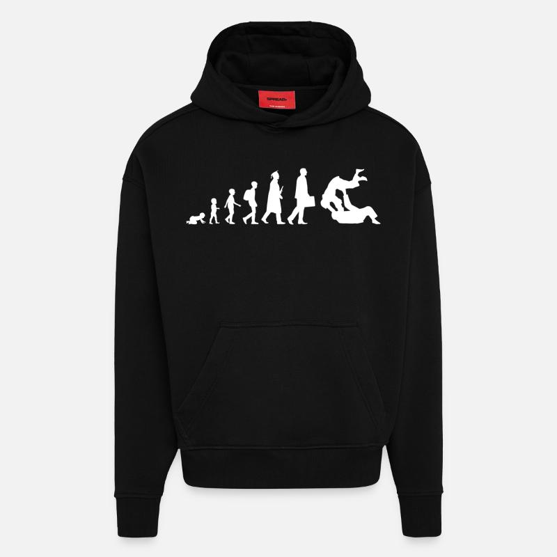 Évolution du judo - Sweat à capuche bio épais oversize fabriqué en UE - SOLID BLACK