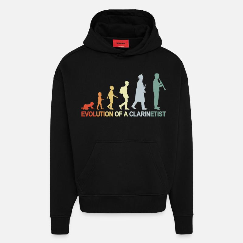 Clarinet Evolution - Hoodie- made by SPREAD  - SOLID BLACK