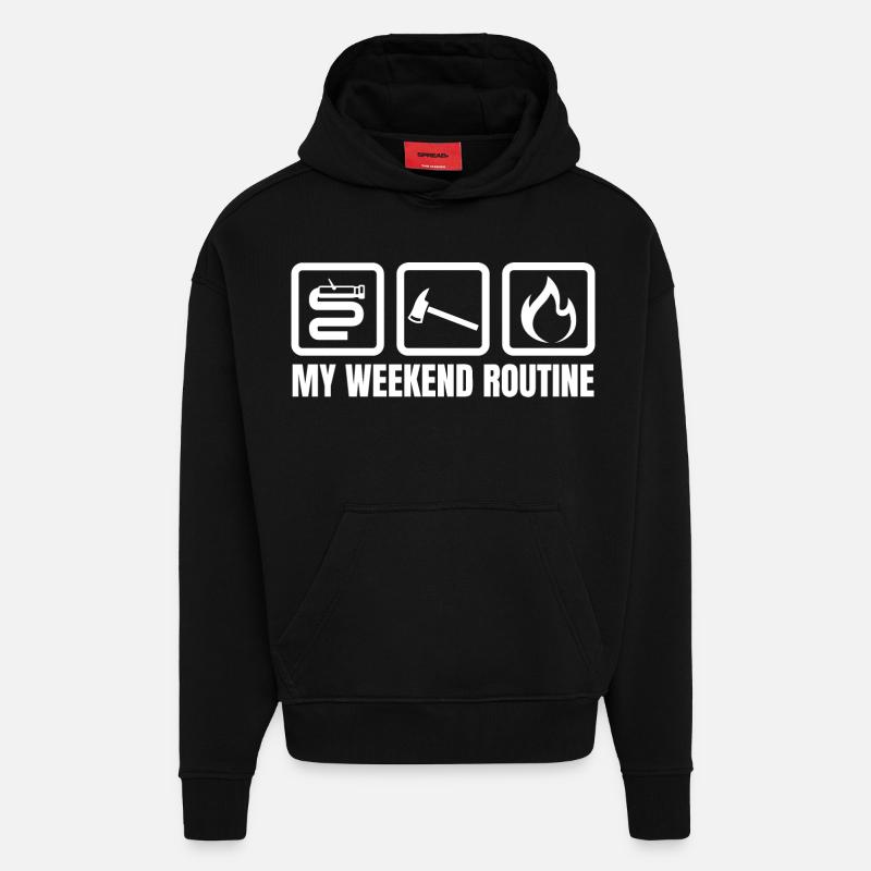 Wochenendroutine Feuerwehr - Hoodie- made by SPREAD  - SOLID BLACK