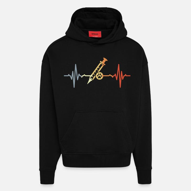 Seringue vétérinaire ECG - Sweat à capuche bio épais oversize fabriqué en UE - SOLID BLACK
