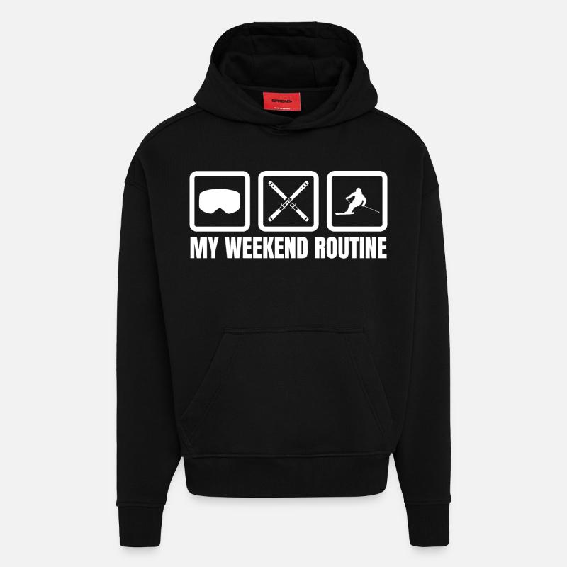 Ma routine du week-end - Sweat à capuche bio épais oversize fabriqué en UE - SOLID BLACK